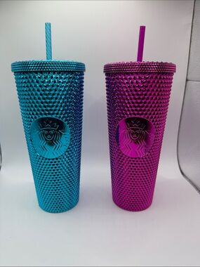 Starbucks Pink And Blue Shiny Studded Tumblers New